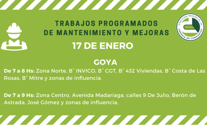 La DPEC realizará trabajos de mejoras en Goya y otras localidades
