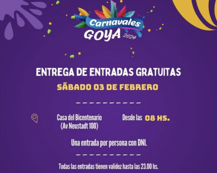 ENTREGA DE ENTRADAS GRATUITAS PARA LOS CARNAVALES 2024