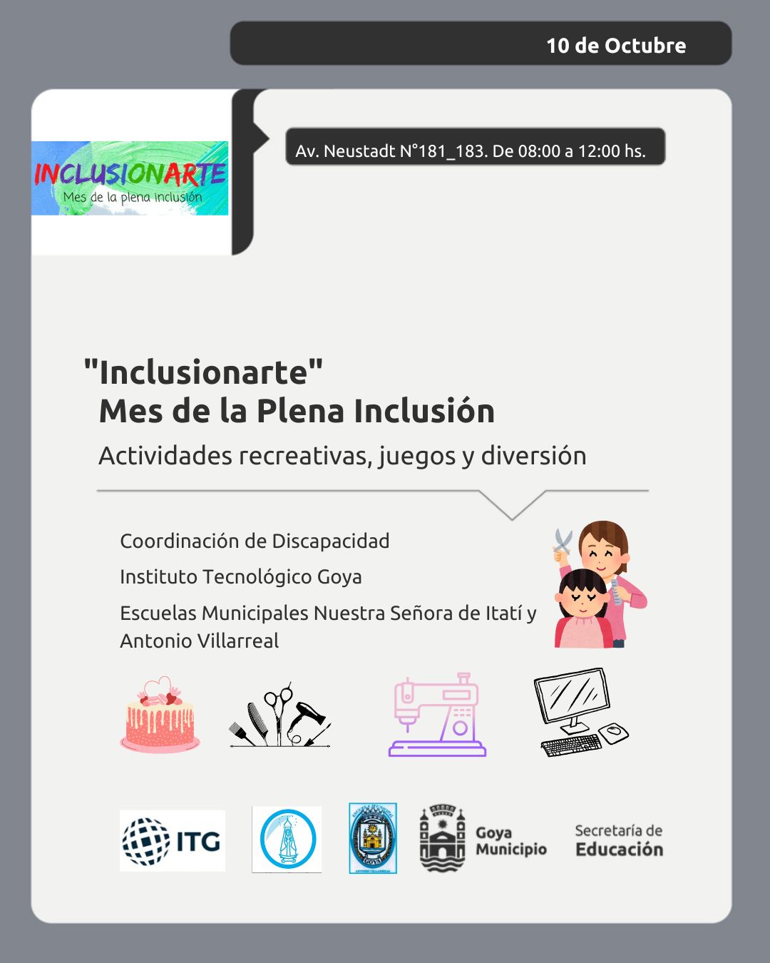 ACTIVIDADES RECREATIVAS EN EL MES DE LA PLENA INCLUSIÓN: “INCLUSIONARTE” SE CELEBRARÁ EL 10 DE OCTUBRE EN GOYA