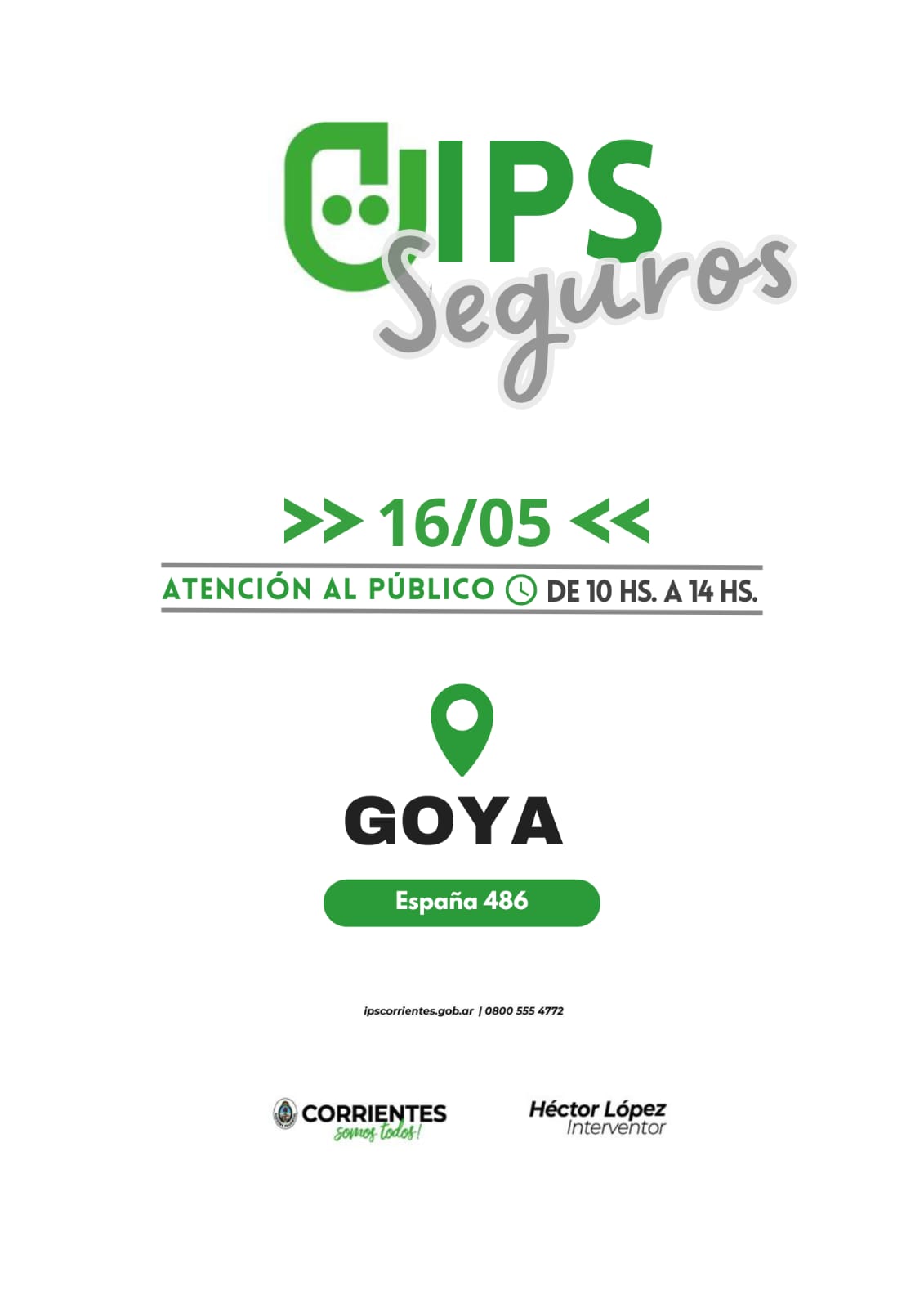 EL SEGURO DE IPS ATENDERÁ ESTE VIERNES EN LA DELEGACIÓN DE GOYA