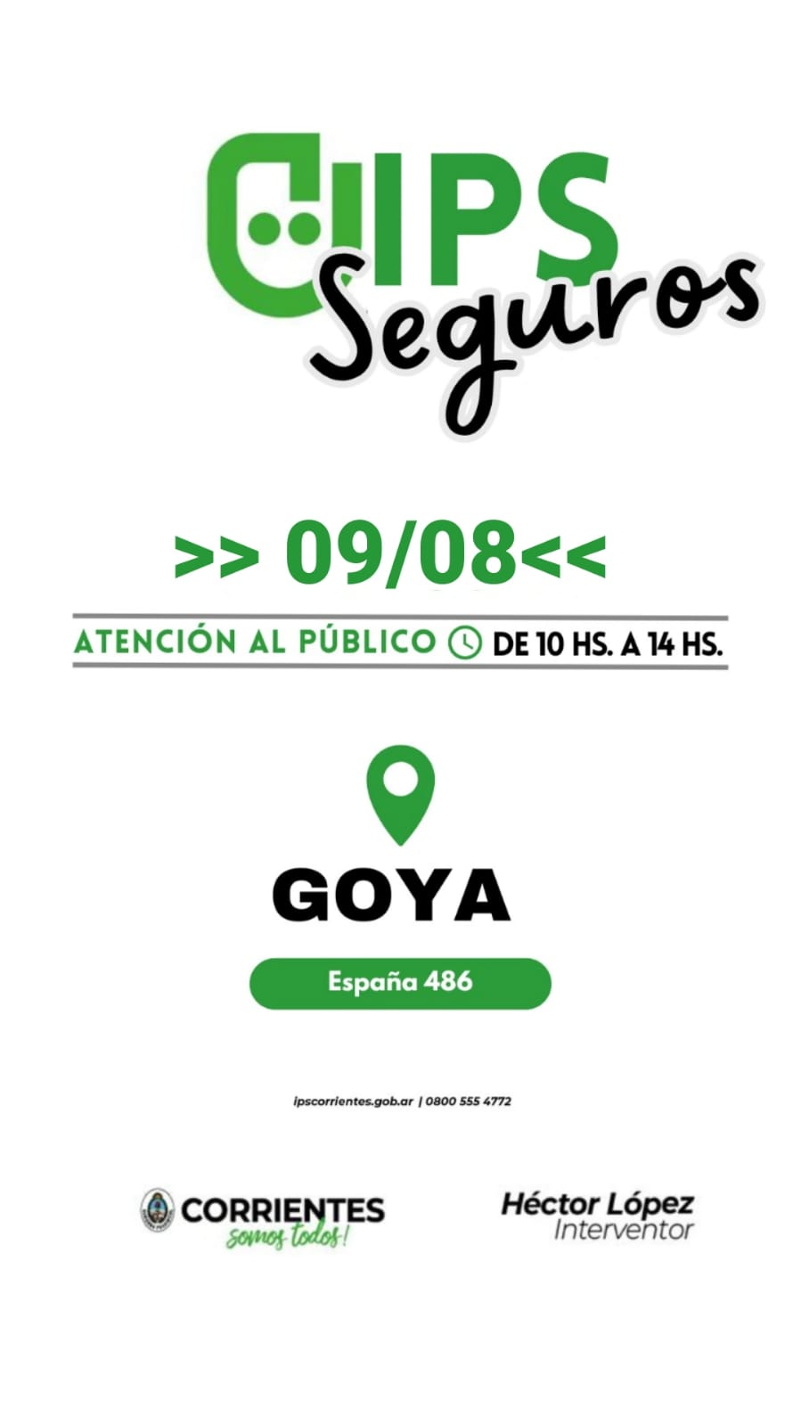  IPS SEGUROS BRINDARÁ ASESORAMIENTO EN GOYA ESTE VIERNES 9 DE AGOSTO