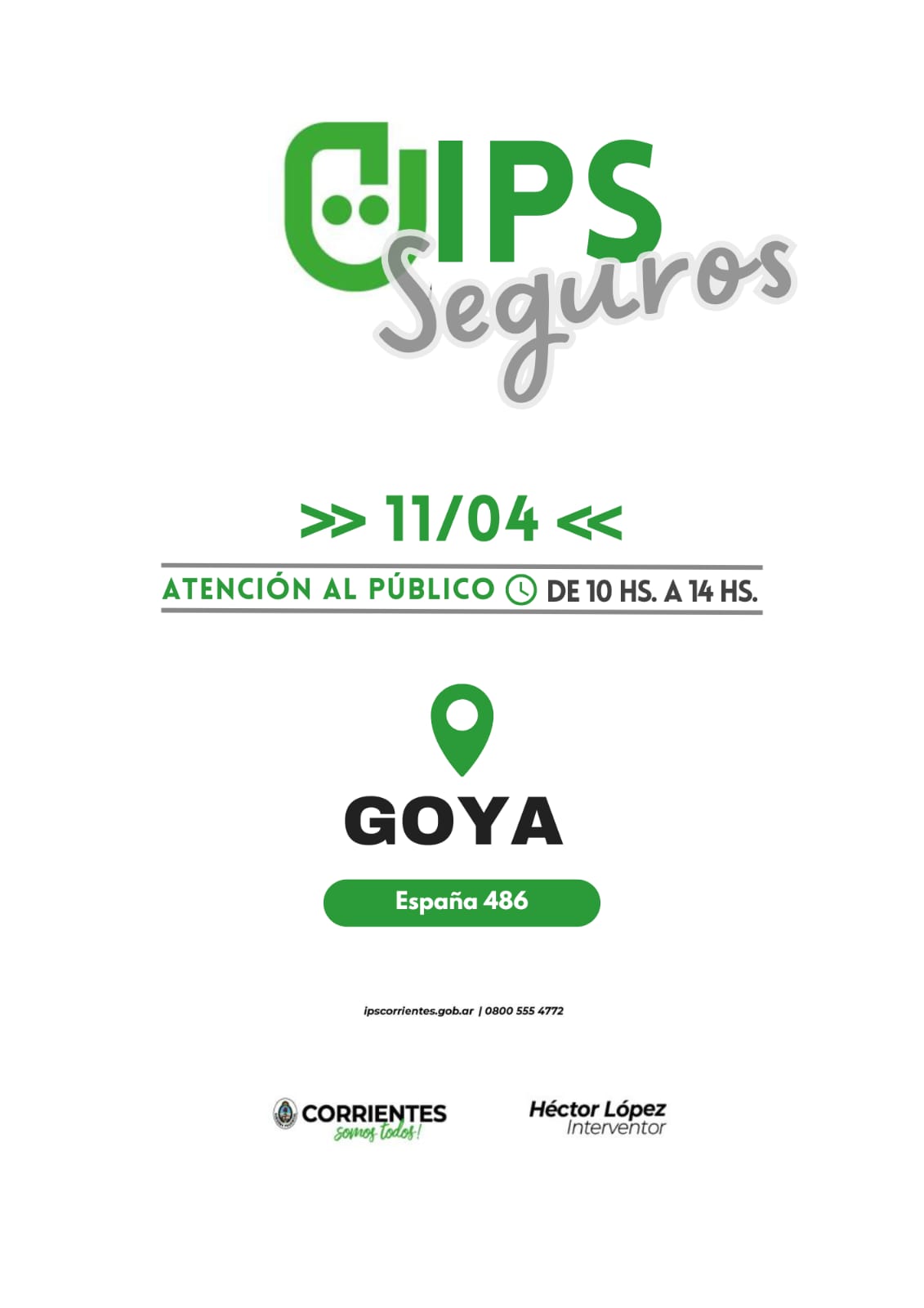 IPS Seguro: EL DÍA 11 ATENDERÁ EN LA DELEGACIÓN GOYA