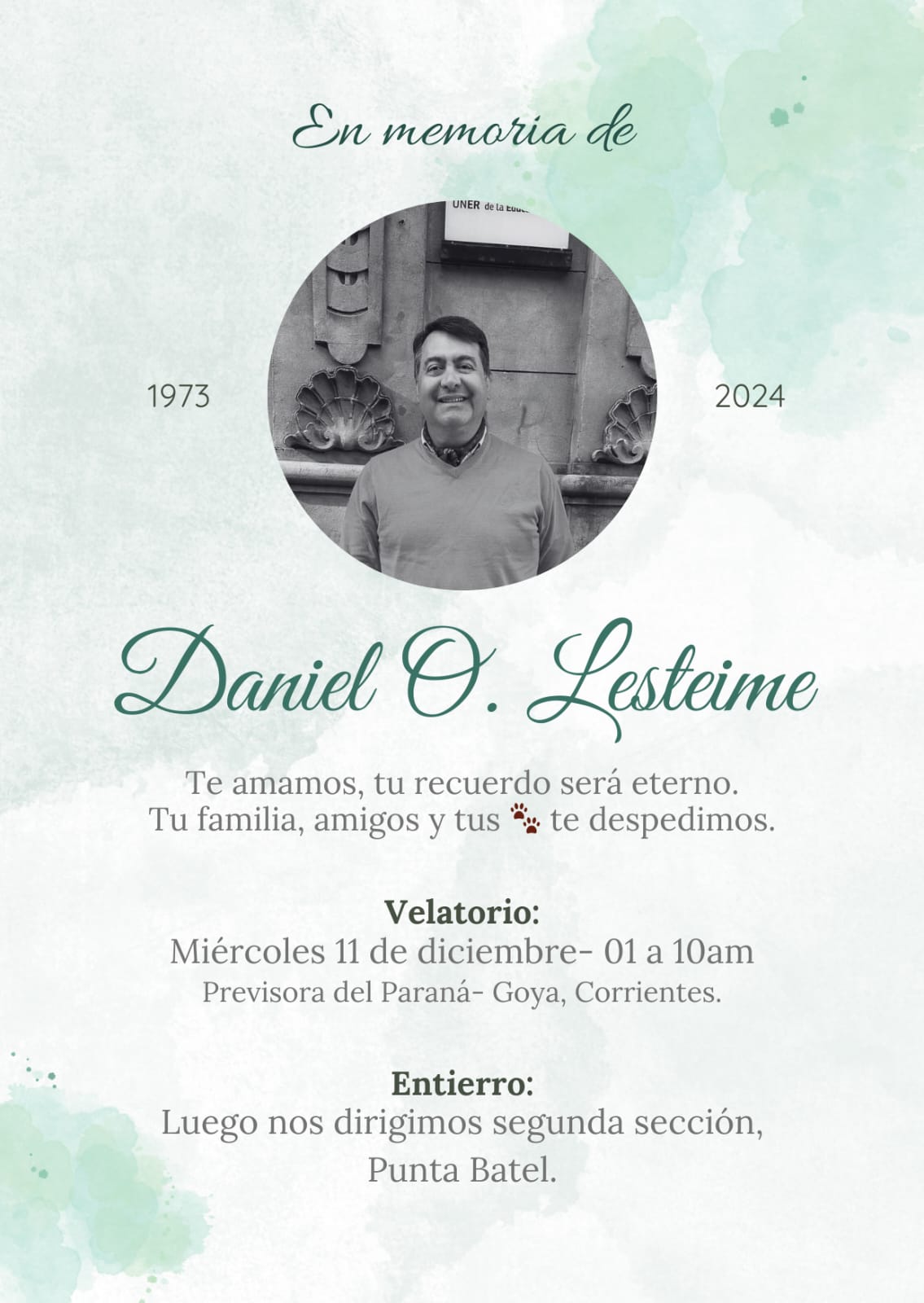 EL ÚLTIMO ADIÓS A DANIEL LESTEIME
