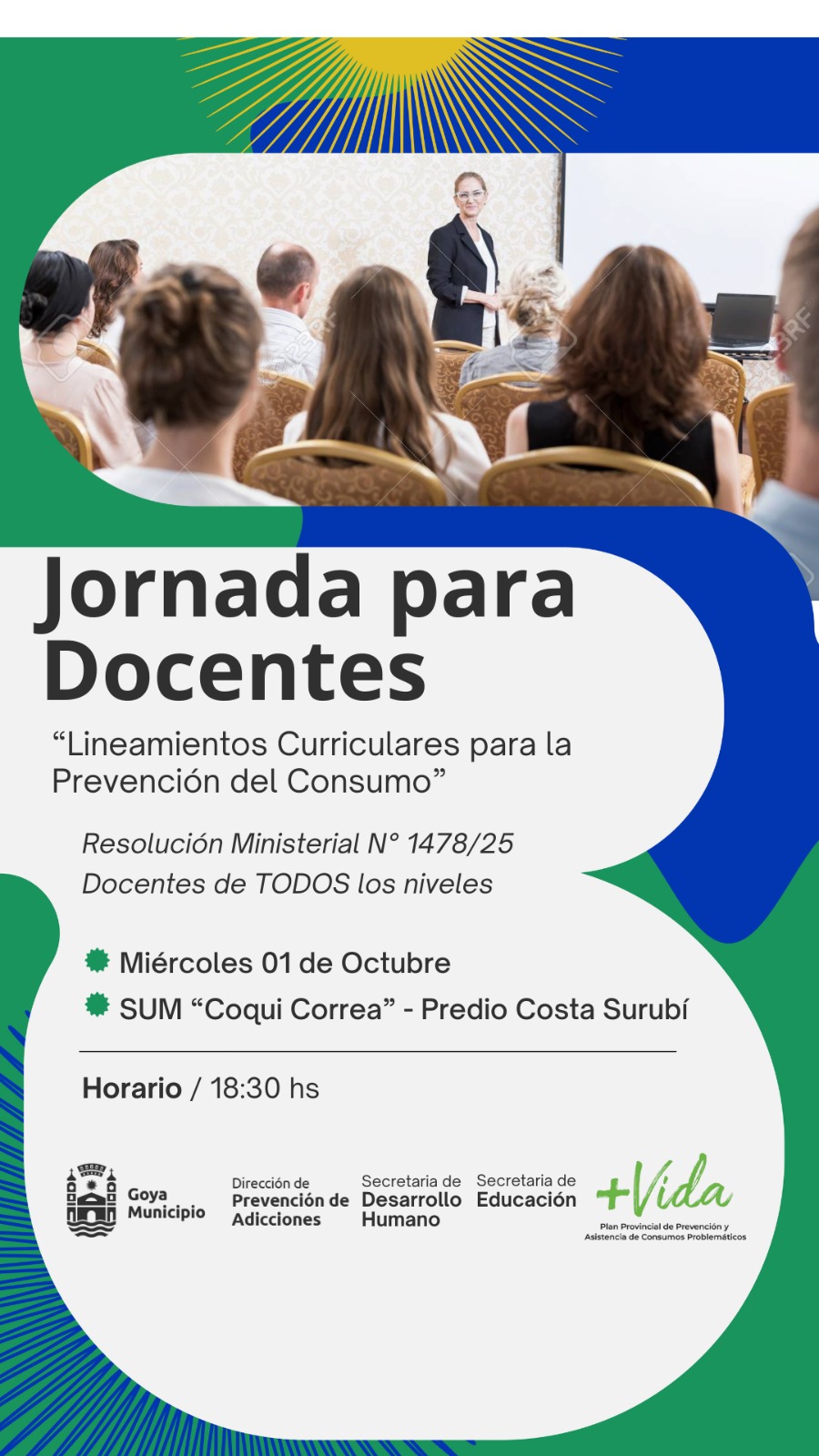 ESTE MIÉRCOLES 1, JORNADA DE CAPACITACIÓN PARA DOCENTES SOBRE PREVENCIÓN DEL CONSUMO