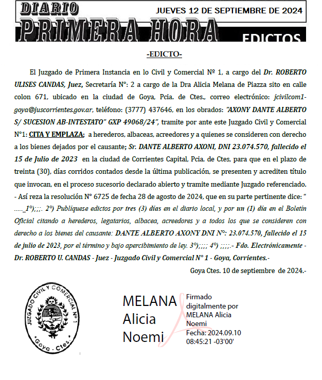 JUEVES 12 DE SEPTIEMBRE Dia 1 SANTORO
