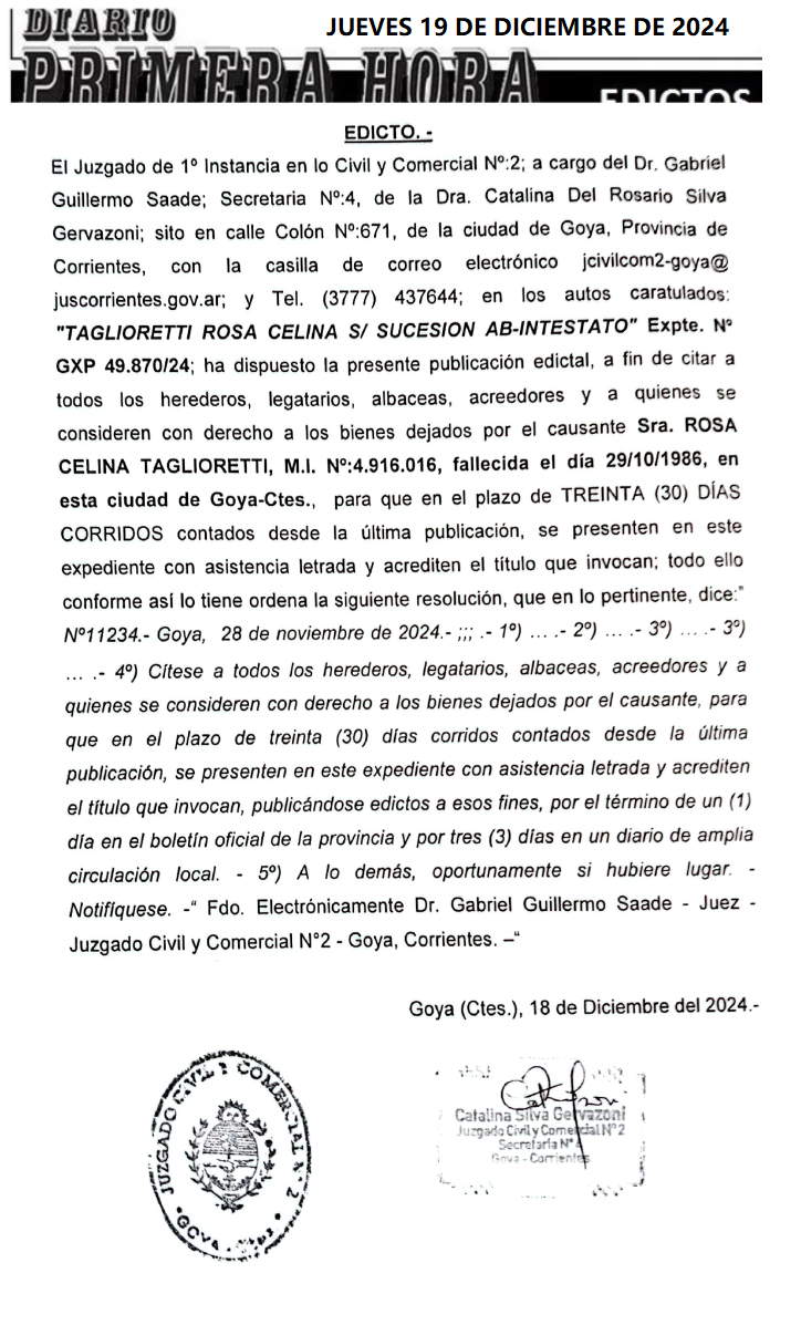 JUEVES 19 DE DICIEMBRE DE 2024 DIA 1 LUCIO IRRAZABAL