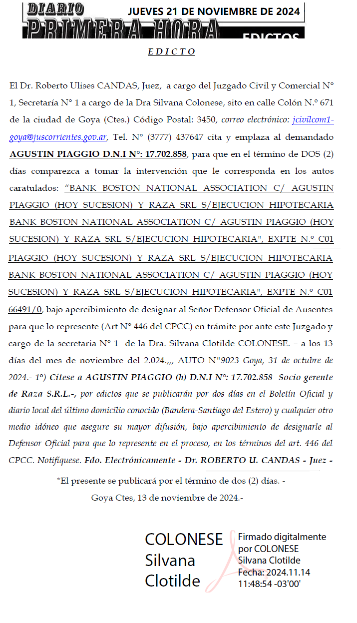 JUEVES 21 DE NOVIEMBRE DE 2024 DIA 2 PIAGGIO