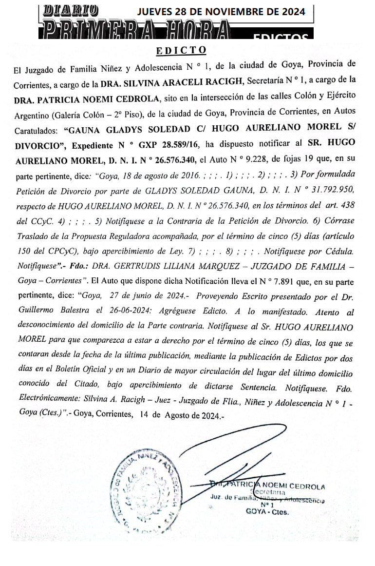 JUEVES 28 DE NOVIEMBRE DE 2024 DIA 1 BALESTRA