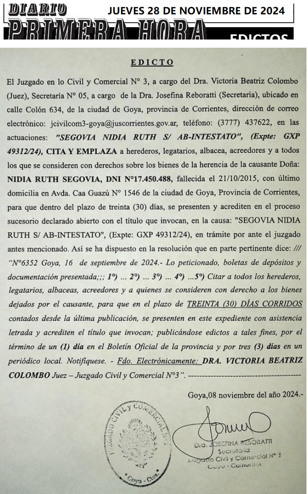 JUEVES 28 DE NOVIEMBRE DE 2024 DIA 2 GALARZA
