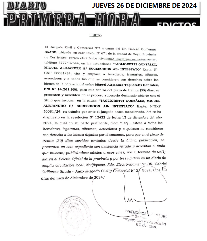 JUEVE 26 DE DICIEMBRE DE 2024 DIA 1 IRRAZABAL