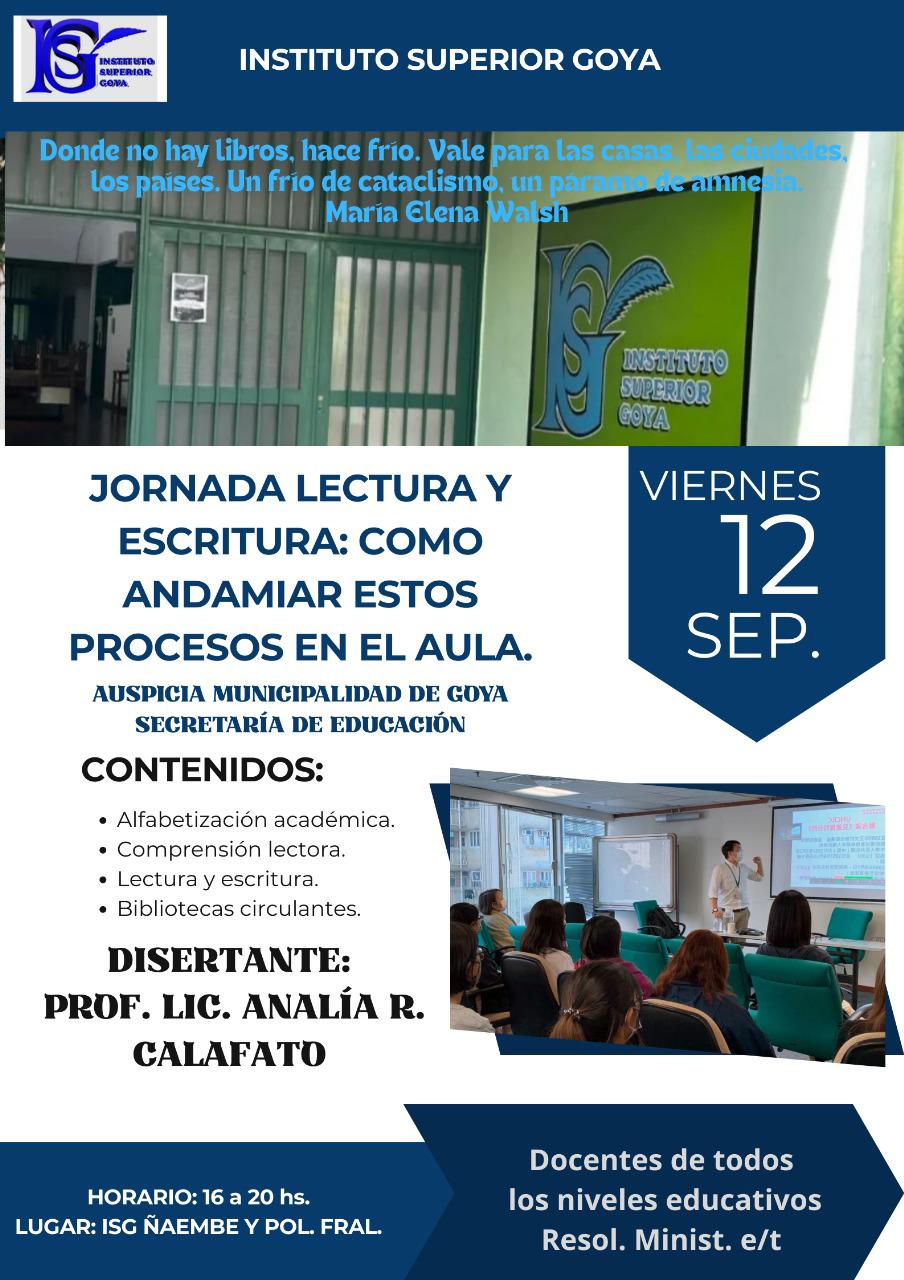 INSCRIPCIONES ABIERTAS PARA LA JORNADA “LECTURA Y ESCRITURA: PROCESOS PARA PENSAR”