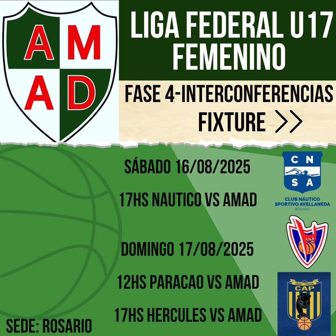 LIGA FEDERAL FEMENINO: EL EQUIPO FEMENINO DE BÁSQUETBOL DE AMAD U17 JUEGA EN ROSARIO