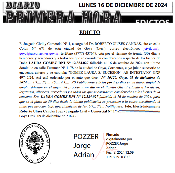 LUNES 16 DE DICIEMBRE DE 2024 DIA 1 GOMEZ LAURA