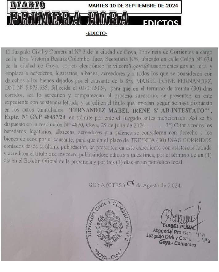 MARTES 10 DE SEPTIEMBRE FALAVELLA CLEMENTE