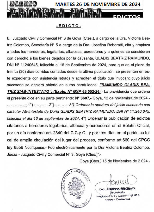 MARTES 26 DE NOVIEMBRE DE 2024 Dia 1 gustavo mesa