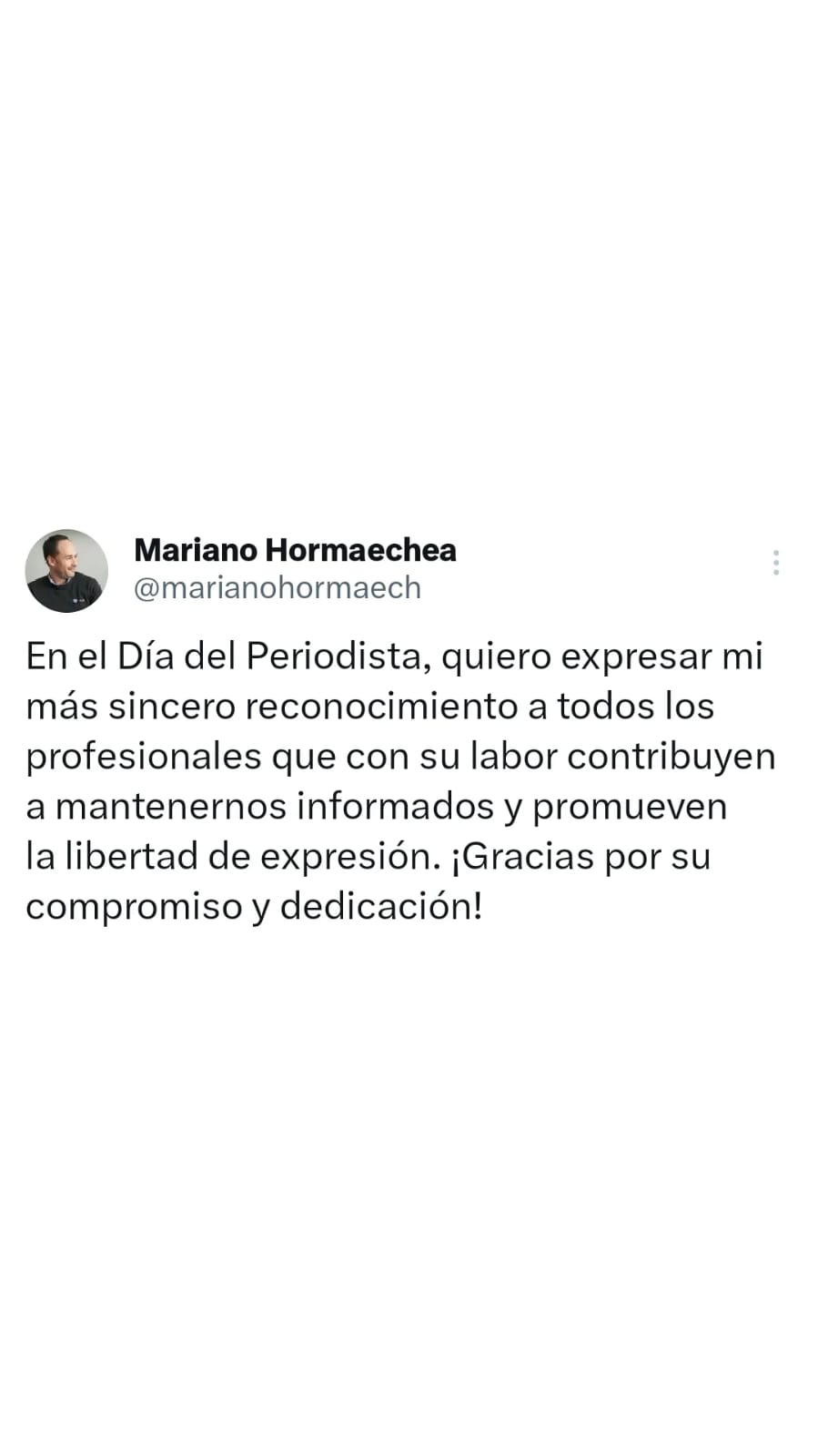 INTENDENTE MARIANO HORMAECHEA SALUDA A LOS PERIODISTAS EN SU DÍA