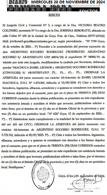 MIERCOLES 20 DE NOVIEMBRE DE 2024 Dia 2 bonavirta