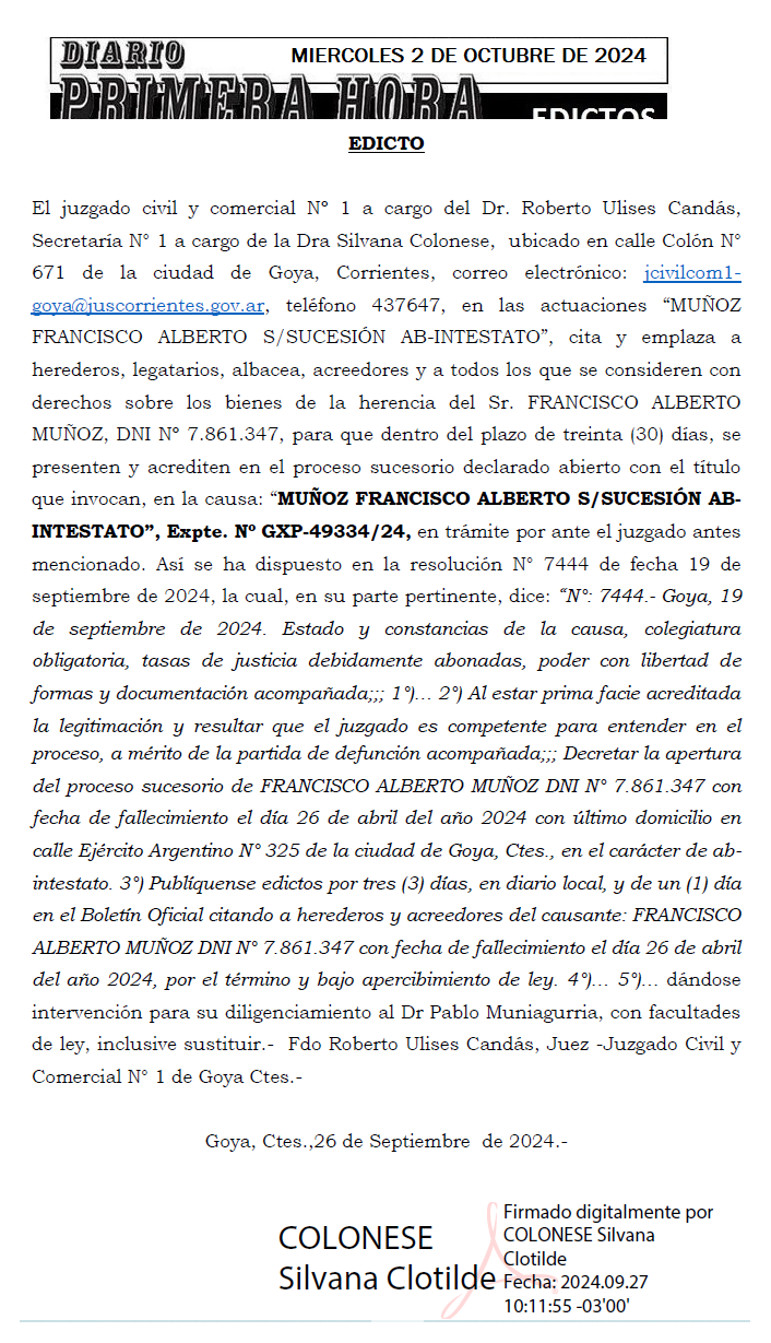 MIERCOLES 2 DE OCTUBRE DIA 2 FACUNDO MUNIAGURRIA