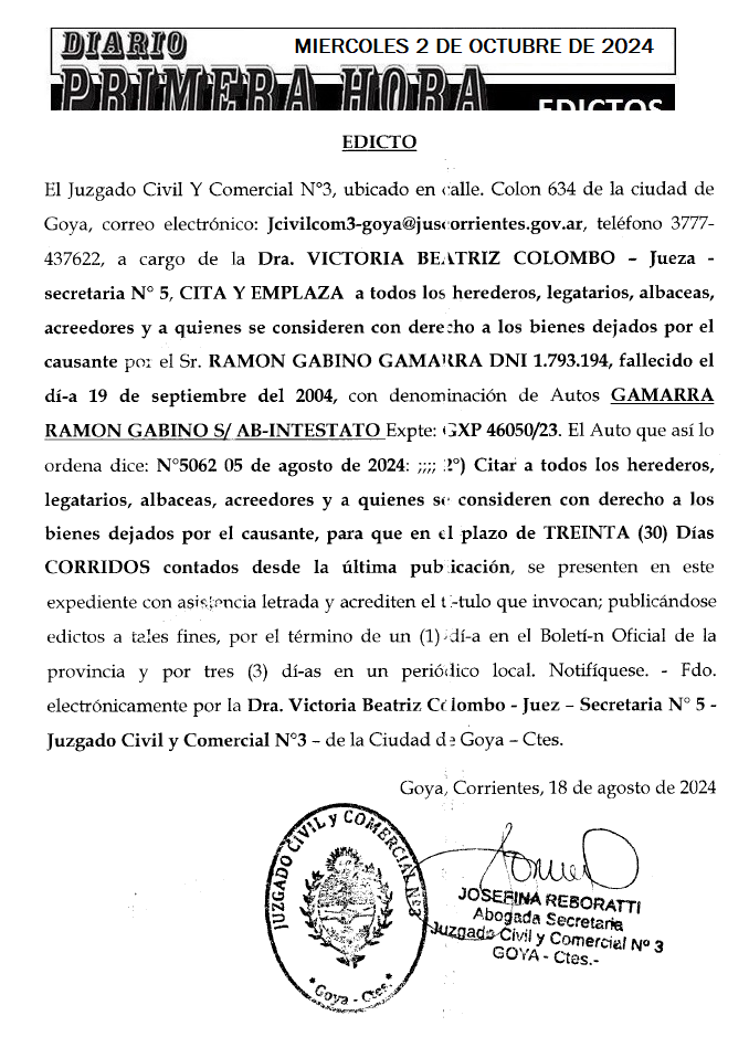 MIERCOLES 2 DE OCTUBRE DIA 2 GAMARRA