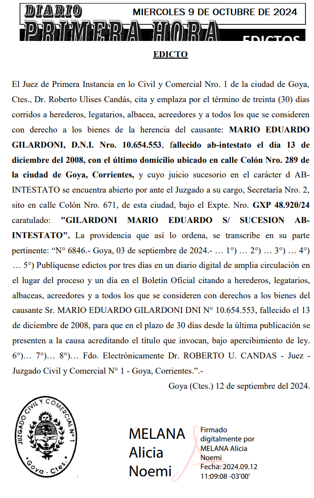 MIERCOLES 9 DE OCTUBRE DE 2024 Dia 1 juan carlos baez