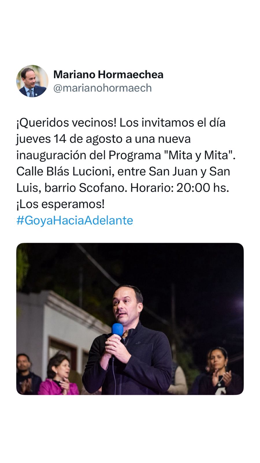 NUEVA INAUGURACIÓN DE CALLE EN EL BARRIO SCOFANO PERTENECIENTE AL “MITA Y MITA”