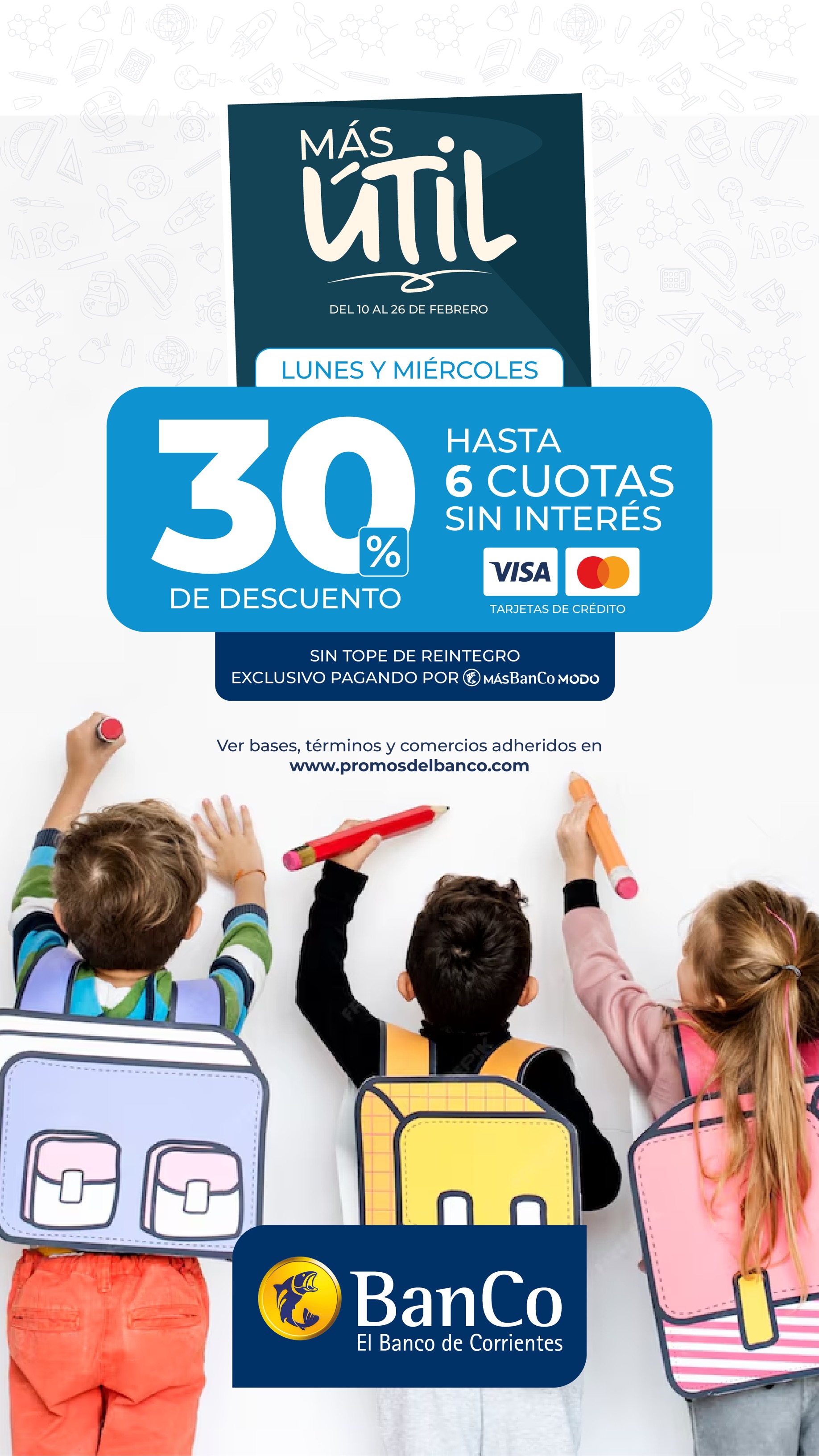 Llega “Más útil”, la promo del Banco de Corrientes para el inicio de clases