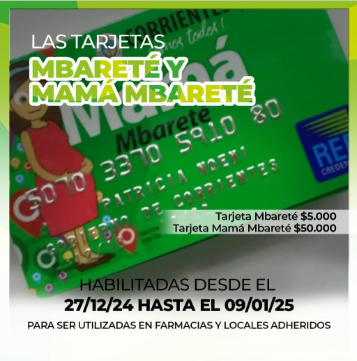 La Provincia incrementa el monto de las tarjetas Mbareté