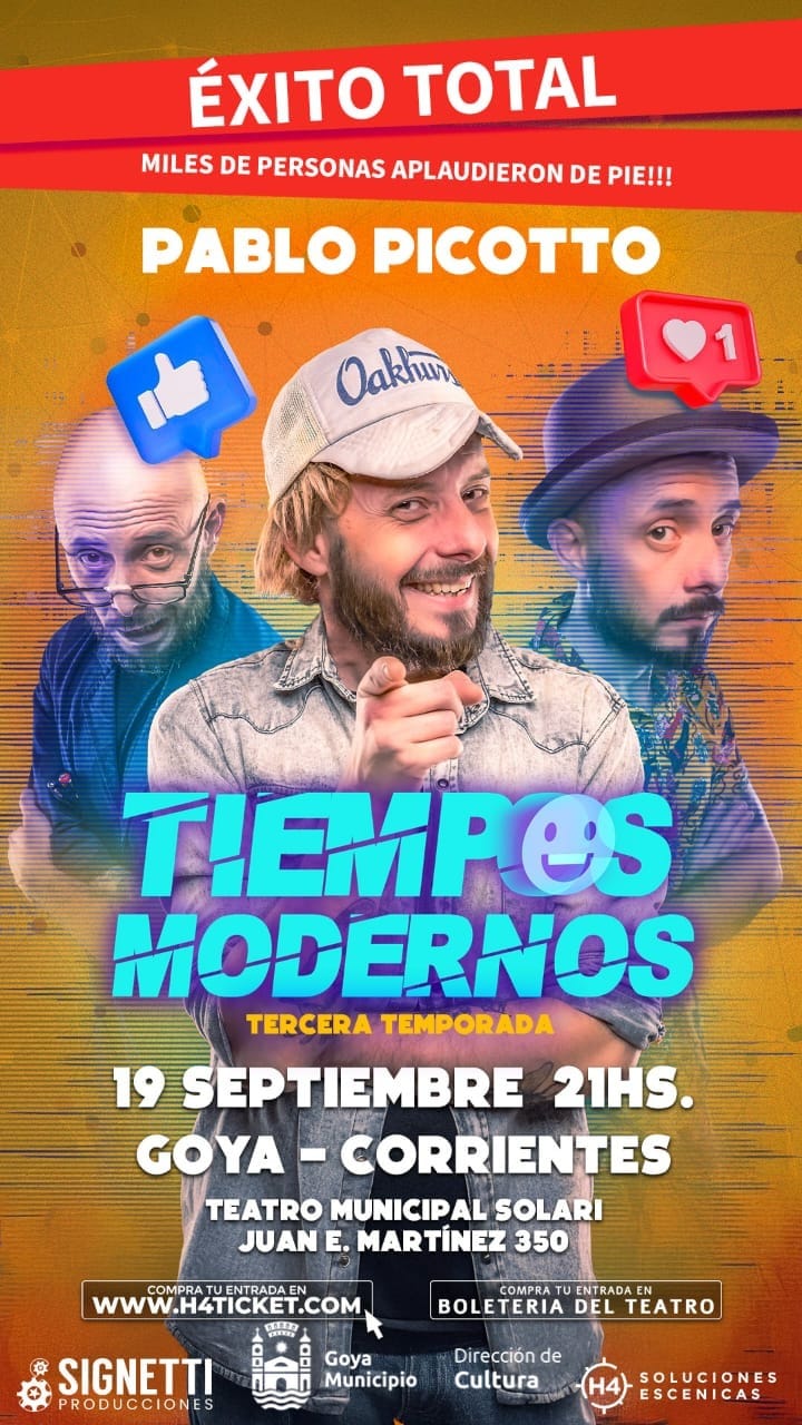 PABLO PICOTTO LLEGA A GOYA CON SU SHOW “TIEMPOS MODERNOS” EN EL TEATRO SOLARI