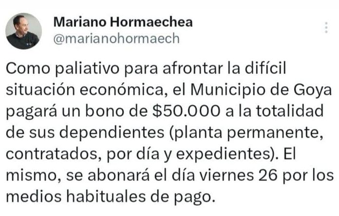 PAGAN BONO PALIATIVO A TOTALIDAD DE EMPLEADOS MUNICIPALES