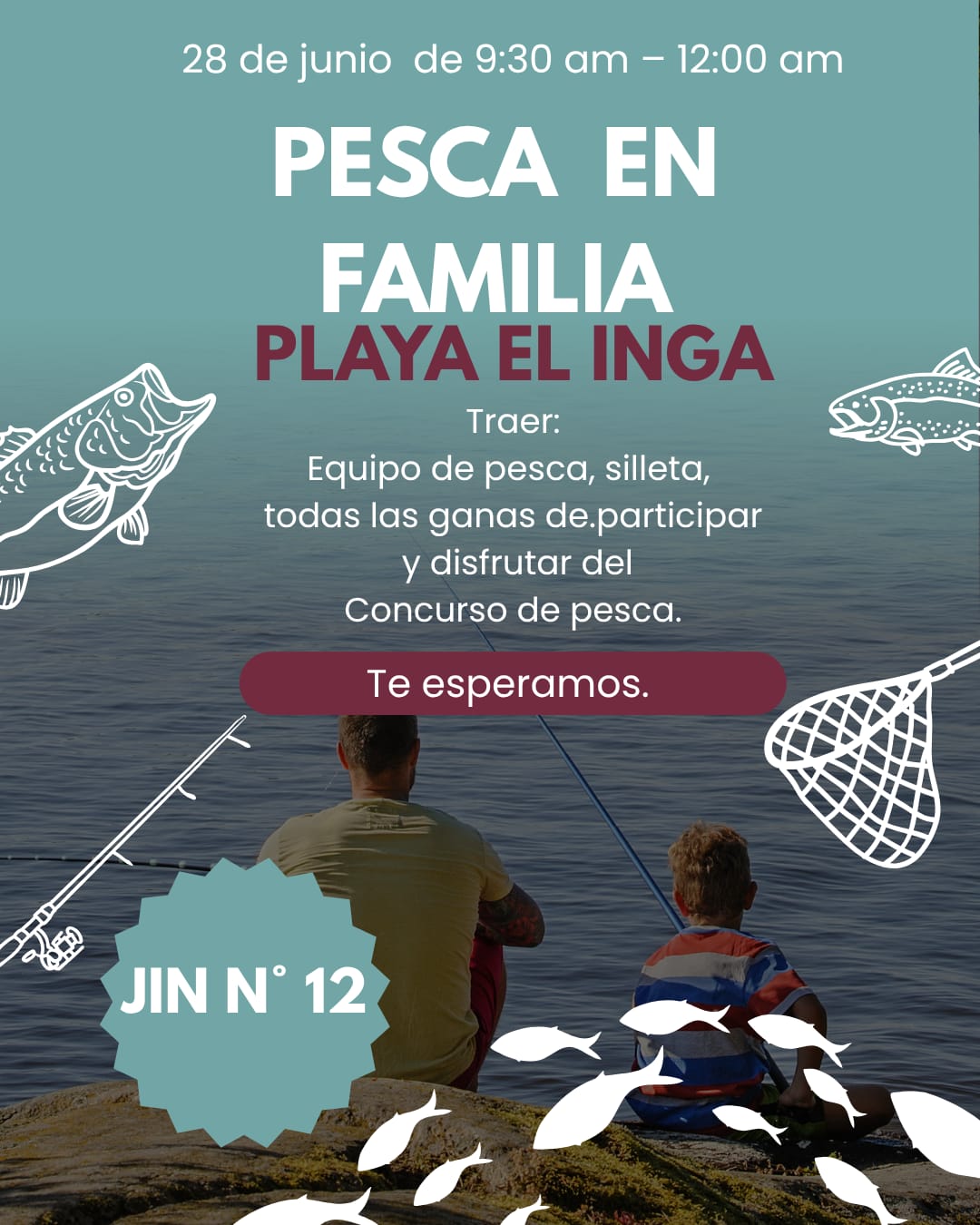 PESCA EN FAMILIA EN PLAYA EL INGA: Convocatoria del JIN N°12 a su tradicional Concurso de Pesca de Costa