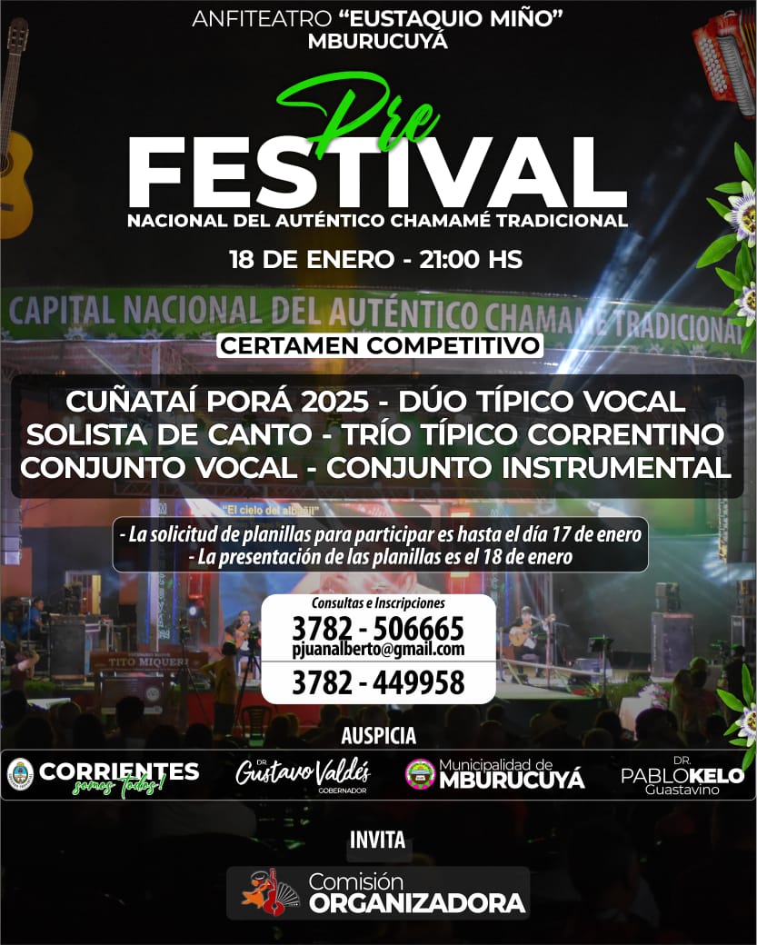 Pre Festival Nacional del Auténtico Chamamé Tradicional en Mburucuyá