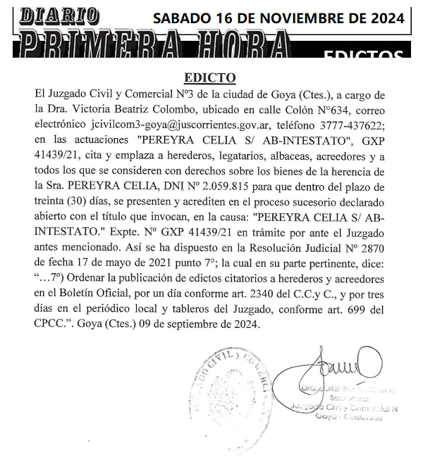 SABADO 16 DE NOVIEMBRE Dia 2 PEREYRA