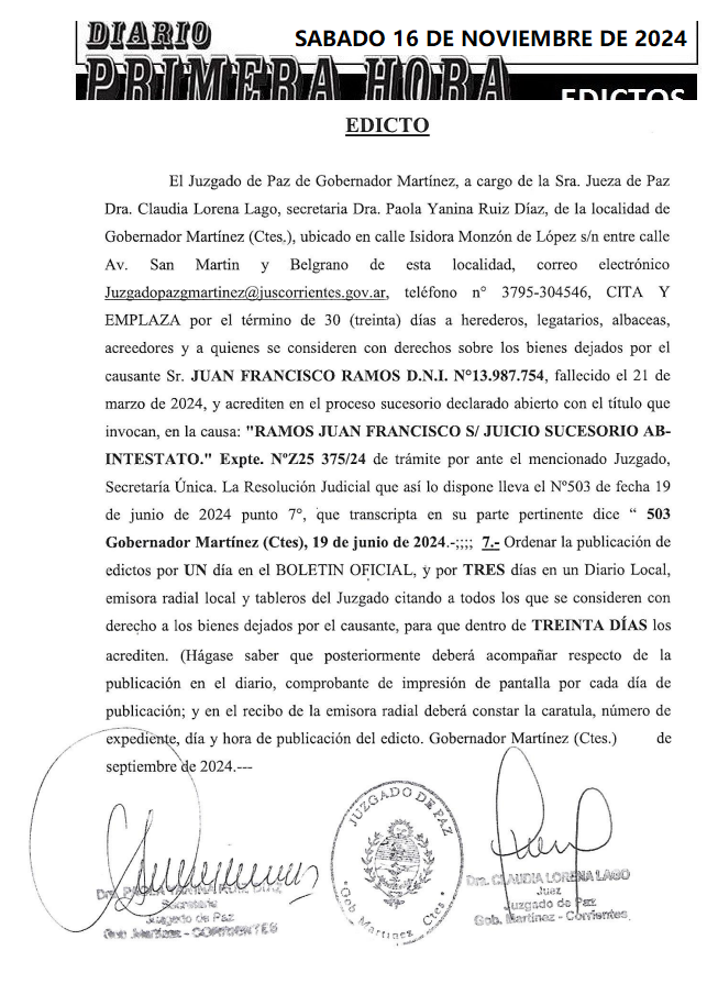 SABADO 16 DE NOVIEMBRE Dia 2 RAMOS