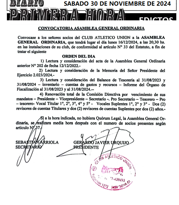 SABADO 30 DE NOVIEMBRE DE 2024 DIA 4 UNION