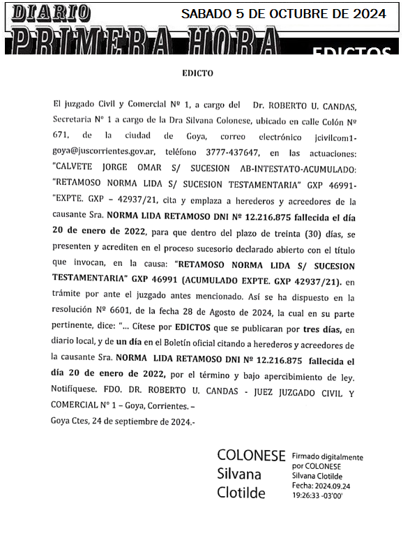 SABADO 5 DE OCTUBRE DE 2024 Dia 3 Calvete