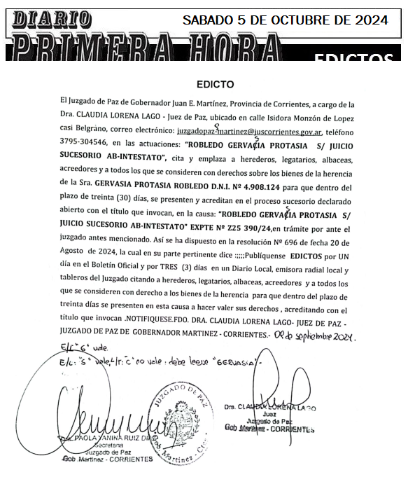 SABADO 5 DE OCTUBRE DE 2024 Dia 3 protasia