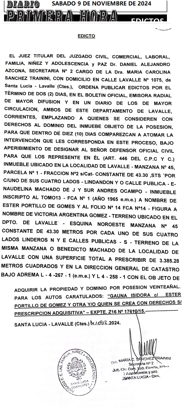 SABADO 9 DE NOVIEMBRE DE 2024 DIA 1 MARTA GABALDO