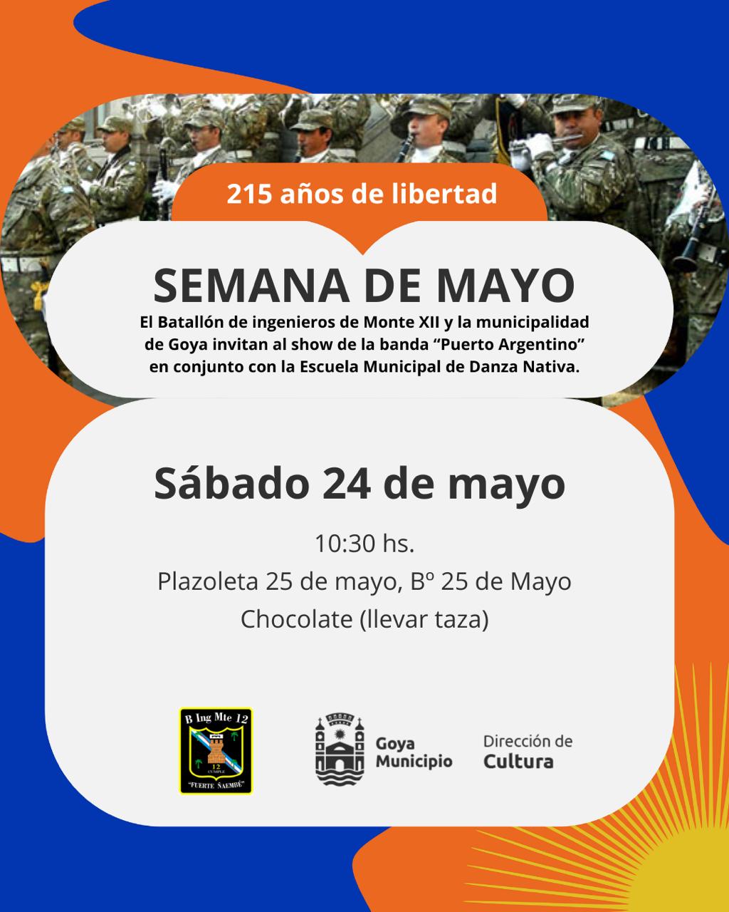 LA PLAZOLETA DEL BARRIO 25 DE MAYO SE VISTA DE CELESTE Y BLANCO