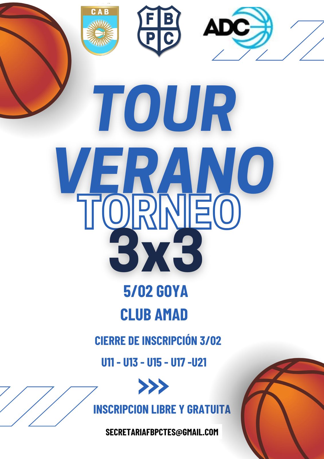 BÁSQUETBOL 3×3 POR EL INTERIOR PROVINCIAL: GOYA SERÁ SEDE TORNEO TOUR DE VERANO