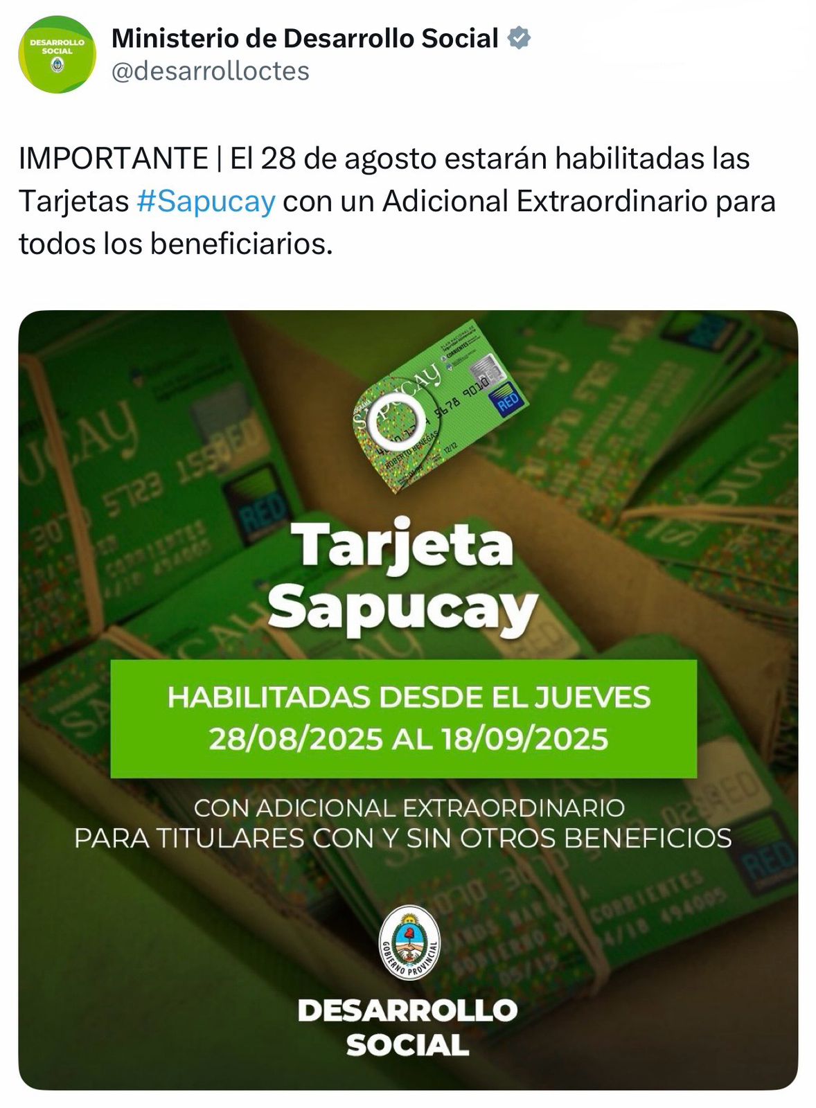 TARJETA SAPUCAY