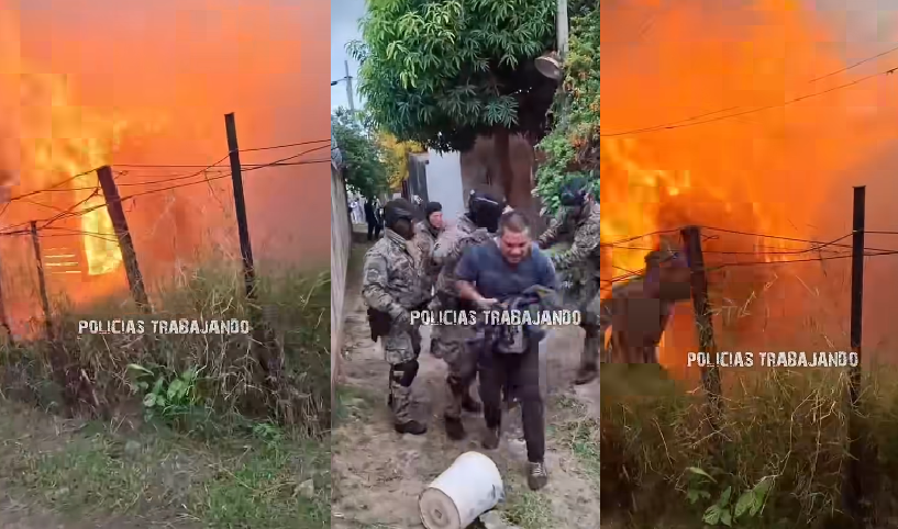CORRIENTES: POLICÍAS RESCATAN A DOS PERSONAS EN UN VORAZ INCENDIO