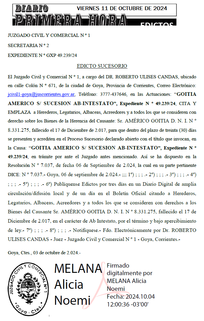 VIERNES 11 DE OCTUBRE DE 2024 Dia 2 luciano balestra