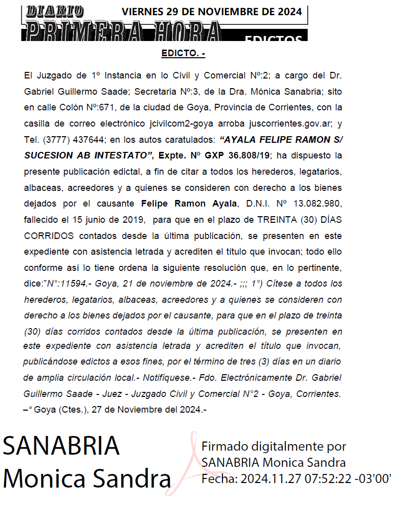 VIERNES 29 DE NOVIEMBRE 2024 DIA 1 IRRAZABAL