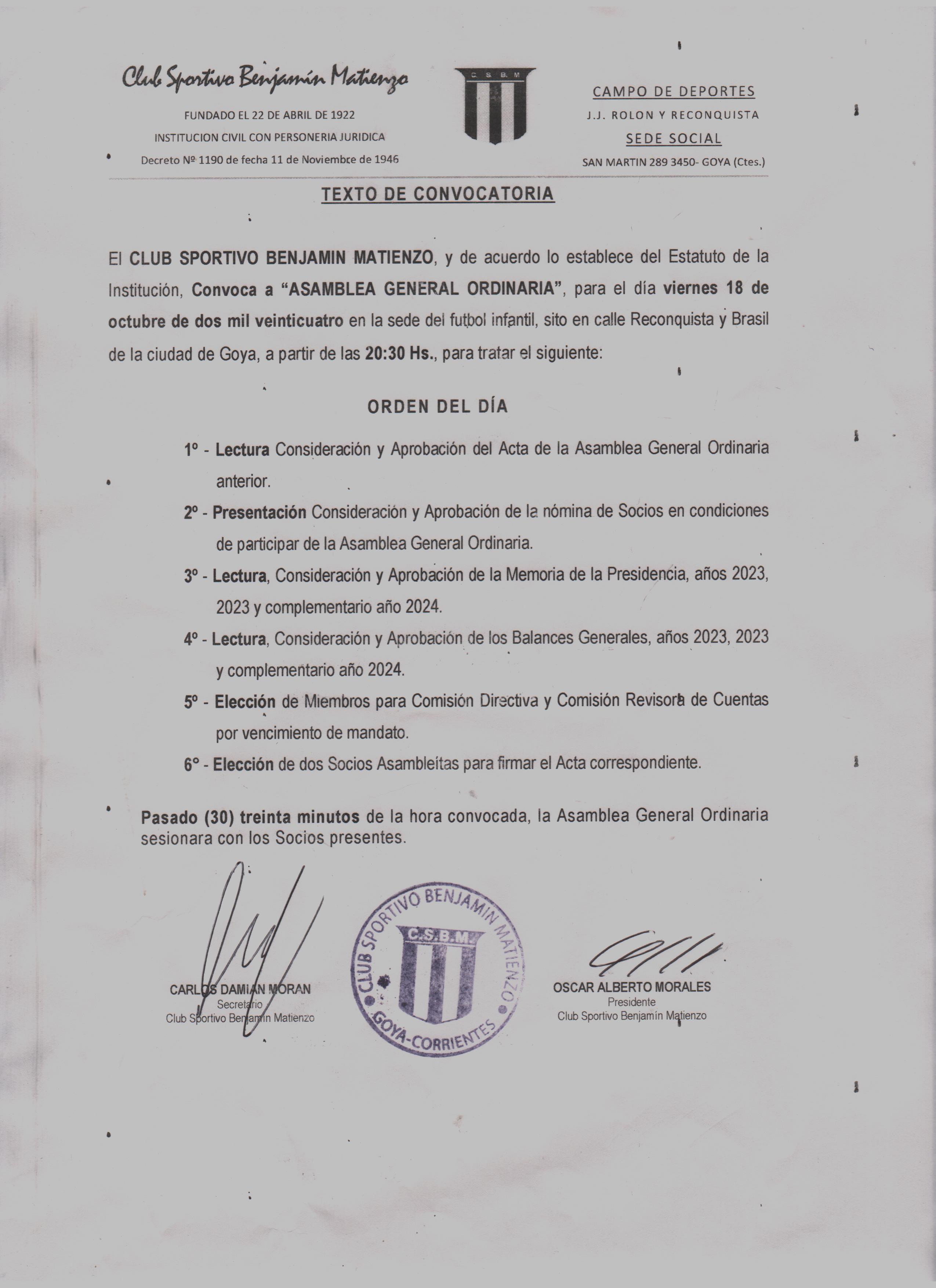 VIERNES 4 DE OCTUBRE DE 2024 DIA 3 CONVOCATORIA MATIENZO