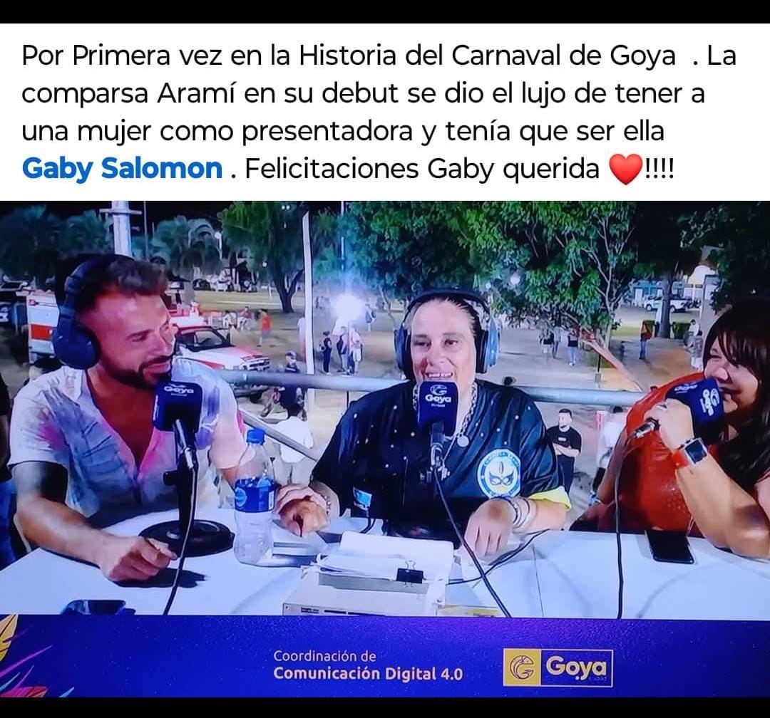 ARAMÍ HACE HISTORIA: GABRIELA CEJAS SALOMÓN, PRIMERA MUJER PRESENTADORA DE COMPARSA EN LOS CORSOS GOYANOS 