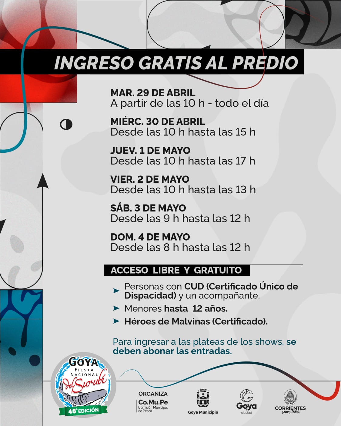 COMUPE anunció horarios de ingresos libres al Predio Costa Surubí 