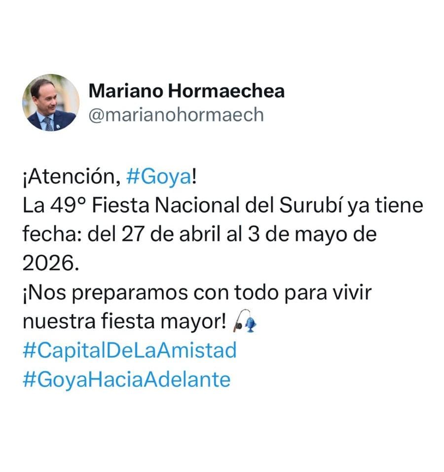 LA FIESTA NACIONAL DEL SURUBÍ 2026 YA TIENE FECHA: SERÁ DEL 27 DE ABRIL AL 3 DE MAYO