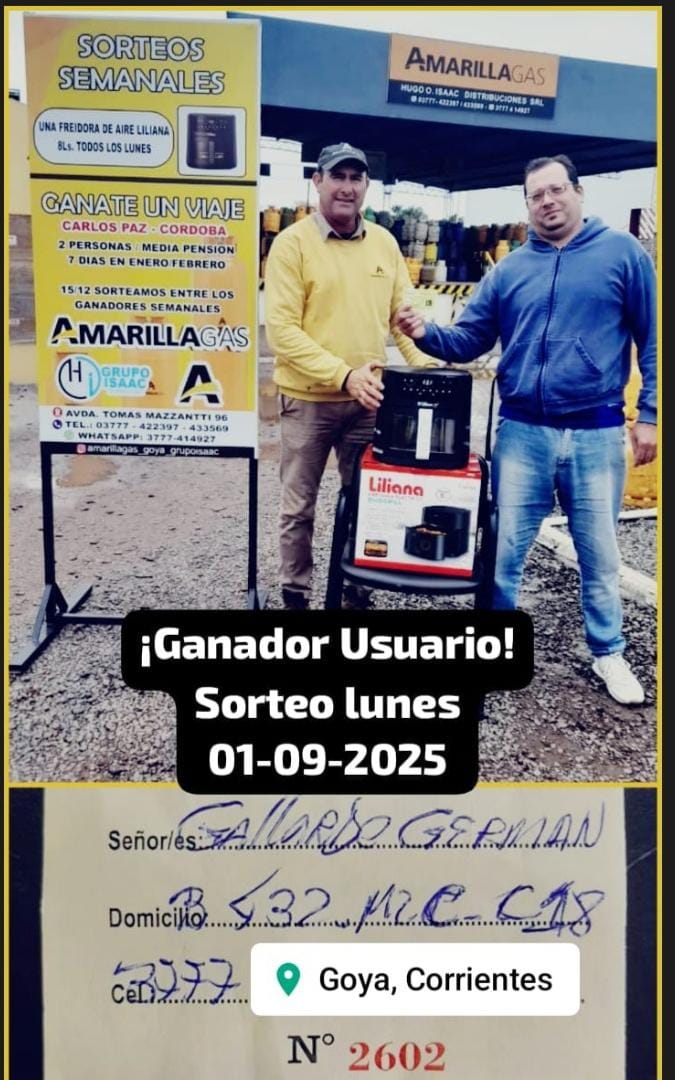 GALLARDO GERMÁN ES EL NUEVO GANADOR DEL SORTEO SEMANAL DE AMARILLA GAS 