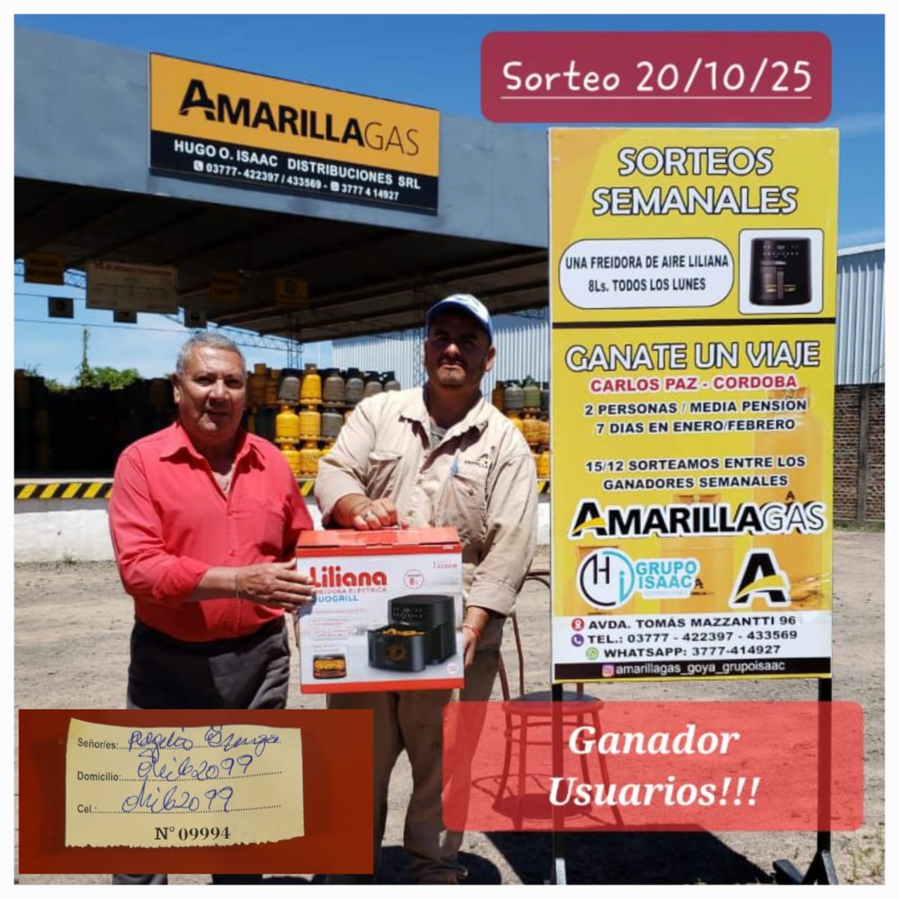 SORTEO AMARILLA GAS: ¡TENEMOS UN NUEVO GANADOR SEMANAL!