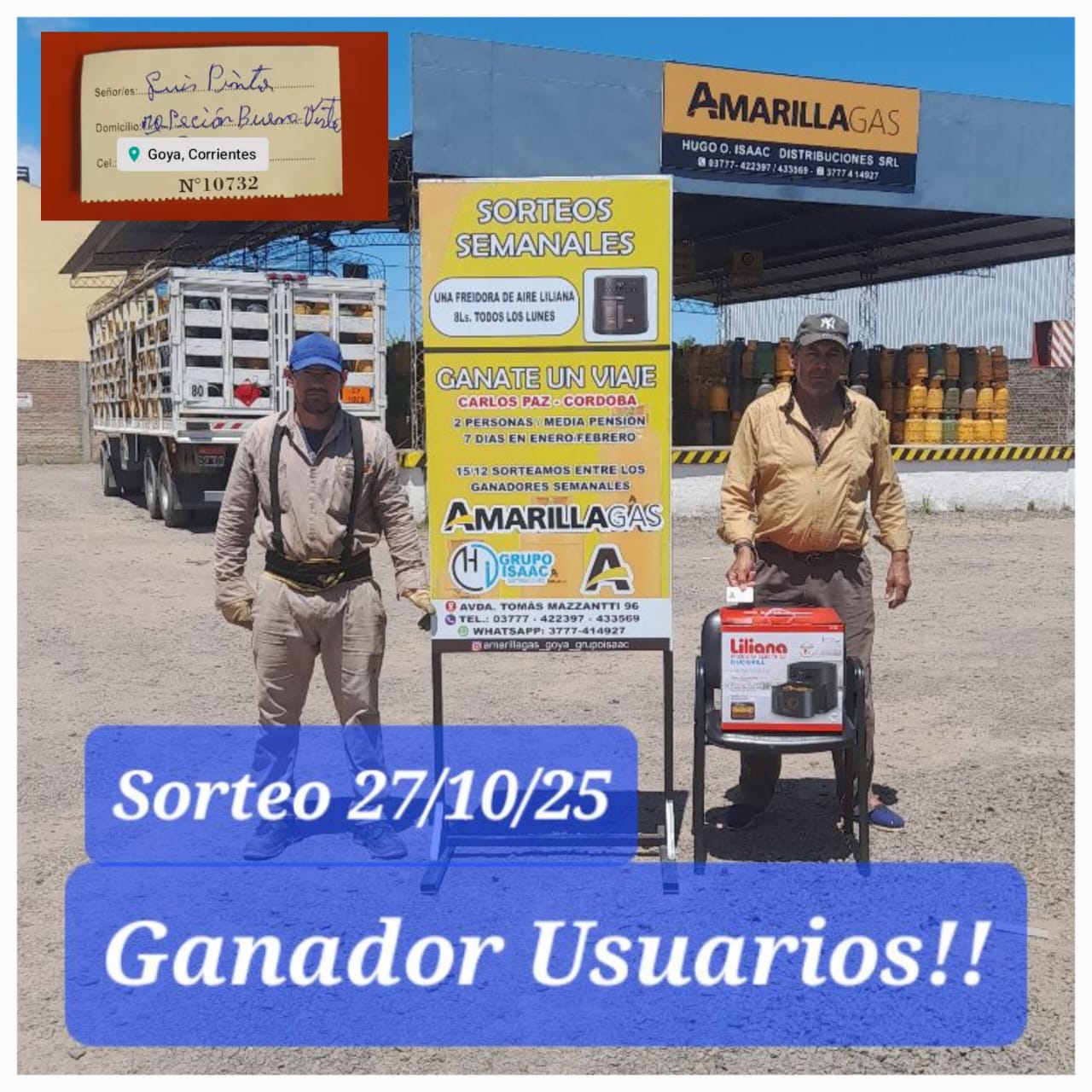 Luís Pintos, ganador del sorteo semanal de Amarilla Gas